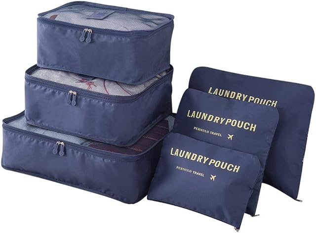 6-Piece Waterproof Packing Cube Set – Travel Luggage Organizer Bags for Clothes