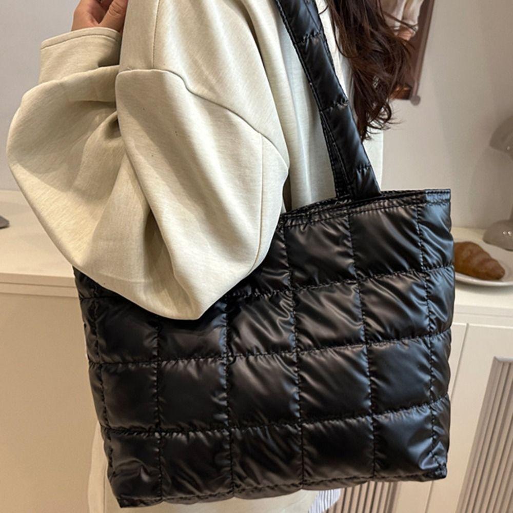 Quilted Puffer Tote Bag – Large Capacity Shoulder Bag
