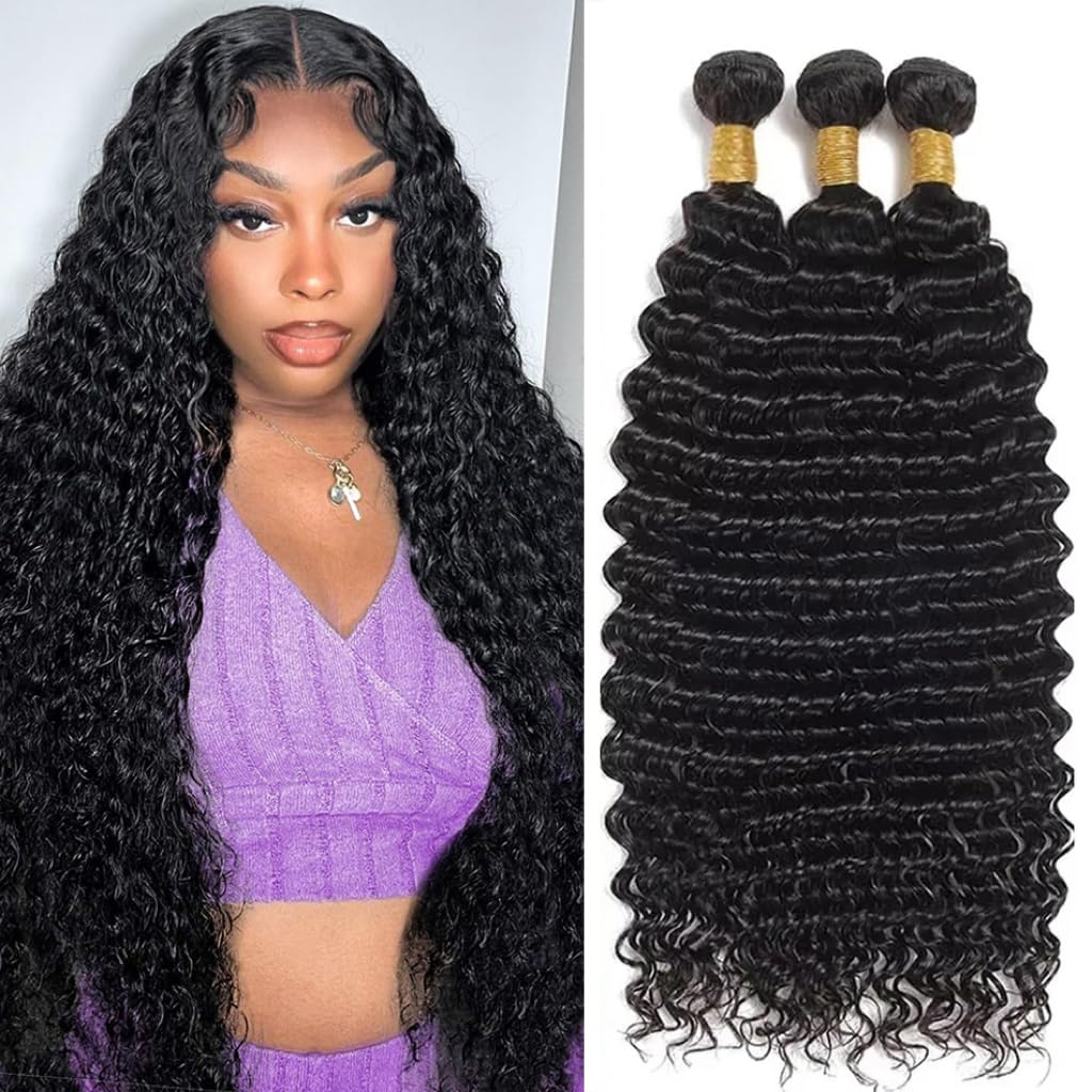Brazilian Virgin Hair Bundles Deep Wave Human Hair Extensions