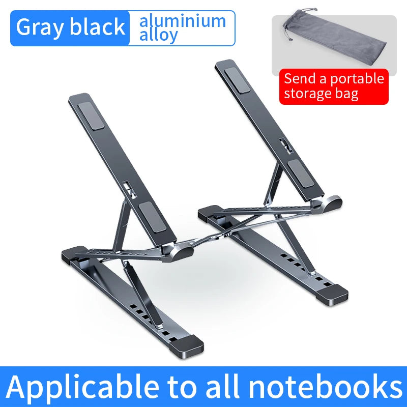 Adjustable Aluminum Laptop Stand – Foldable Portable Riser with Multi-Angle Height Adjustment