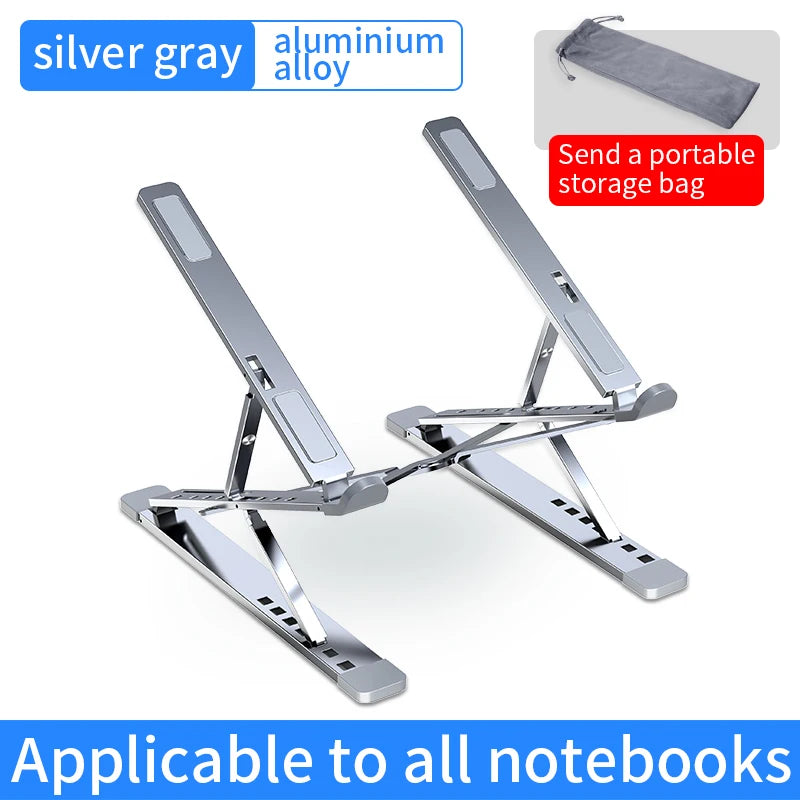 Adjustable Aluminum Laptop Stand – Foldable Portable Riser with Multi-Angle Height Adjustment