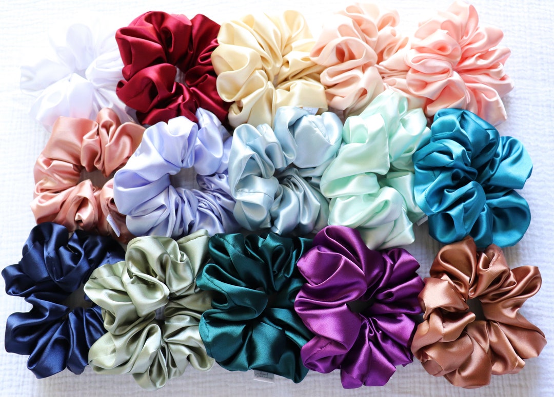 Satin Silk Scrunchies Set – 12 Pack Assorted Colors